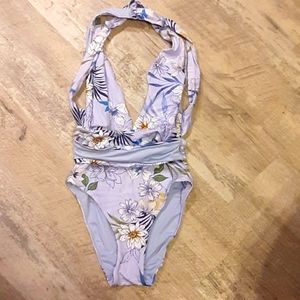 French designer vintage halter top high cut leg